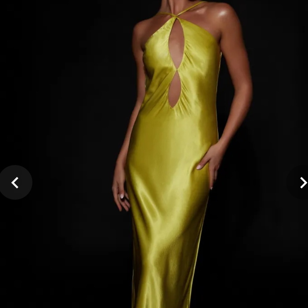 NWT RARE - Meshki Satin Slip Dress in Chartreuse Yellow